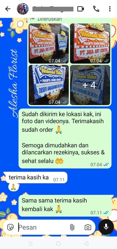 Testimoni pengiriman bunga grand opening Jakarta Barat
