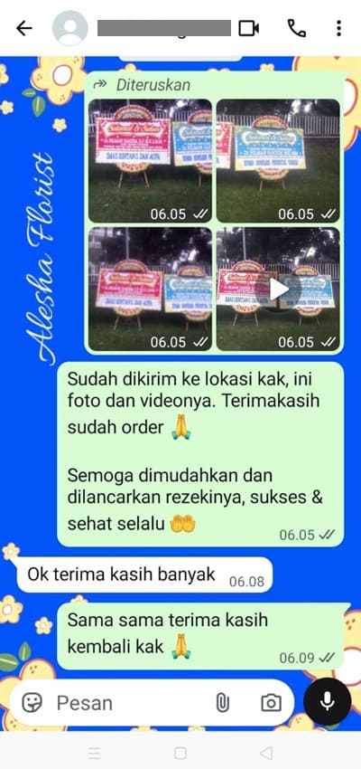 Testimoni pengiriman karangan bunga Jakarta Barat