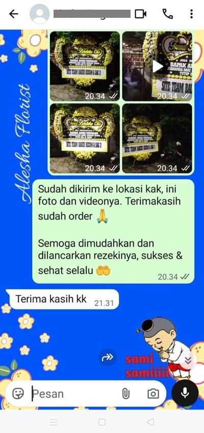 Testimoni pengiriman karangan bunga duka cita Jakarta Barat