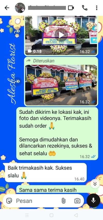 Testimoni pengiriman karangan bunga papan Jakarta Barat