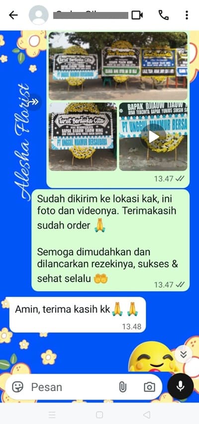 Testimoni pengiriman karangan bunga turut berduka cita Jakarta Barat
