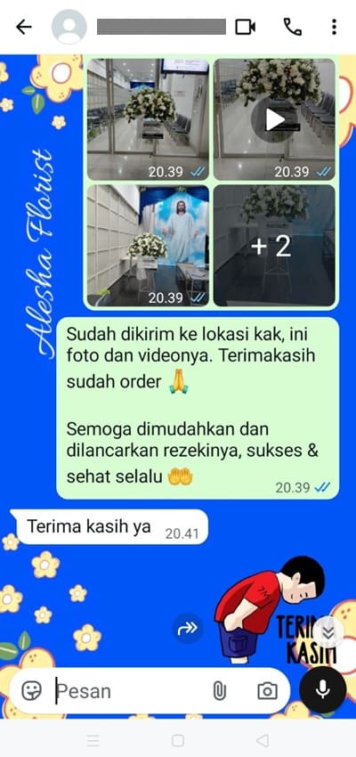Testimoni pengiriman standing flower duka cita Jakarta Barat